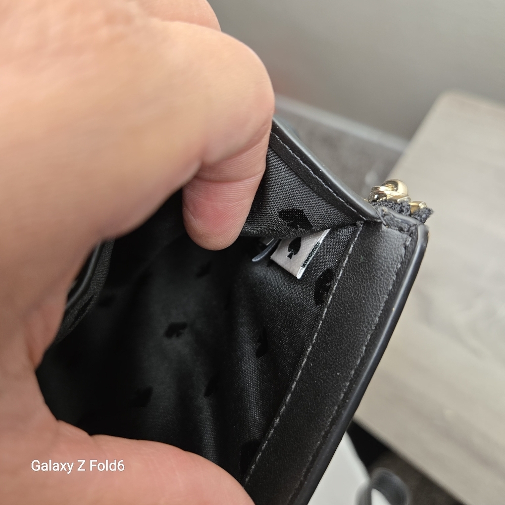 Kate Spade New York Black Leather Wristlet Wallet Zip Around Organizer NWT - Picture 10 of 11